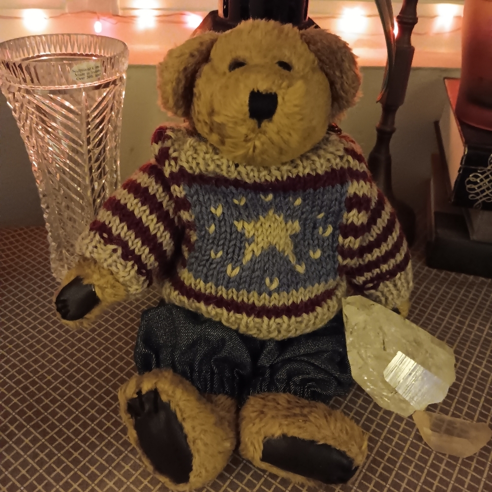 Boyds Bears, Eddie Bean Bower, Flag Sweater Teddy Bear, Vintage, Nwts..